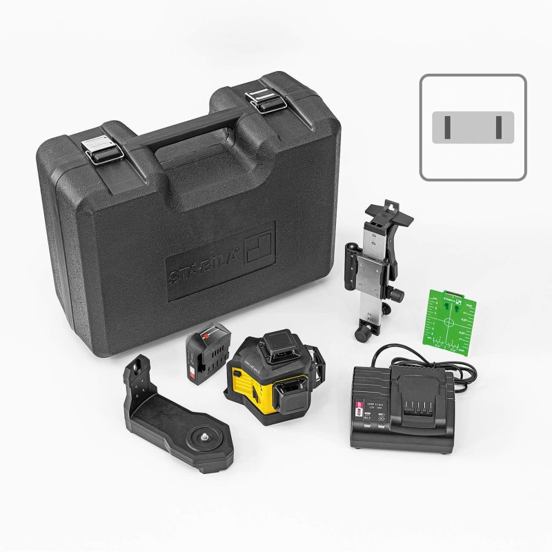 Multi-line laser LAX 600 G, 12 V system, 7-piece set, with battery and charger (US)