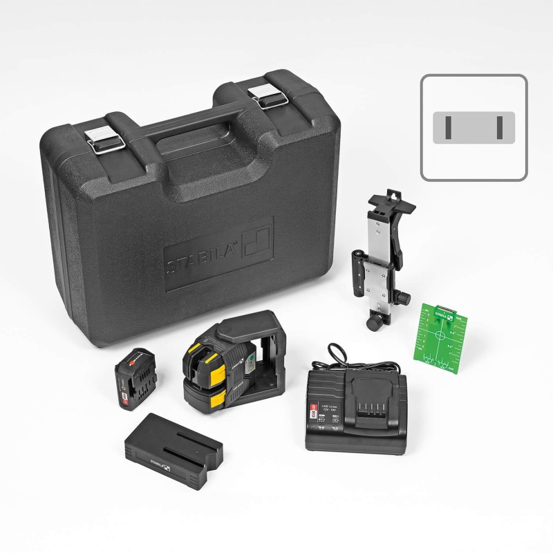 Cross-line laser LAX 500 G, 12 V system, 7-piece set, with rechargeable battery and charger
