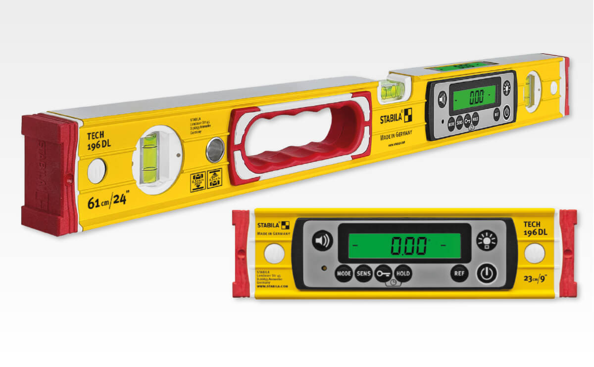 Die TECH 196 DL von STABILA gibt es auch als kurze, nur 23 cm lange Version ohne Libellen